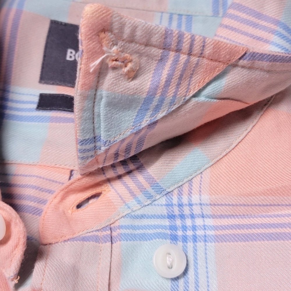 Bonobos Pink Plaid Button-Down Shirt L - Picture 6 of 7